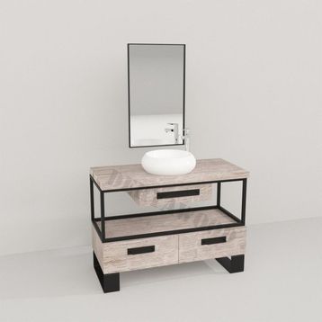 Deryawood Beyaz Eskitme Aves Ahşap Çekmeceli Banyo Dolabı