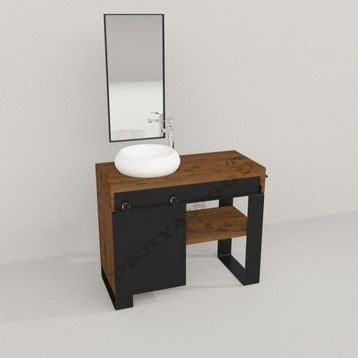 Deryawood Ceviz Pürüzsüz Ordo Ray Kapak Banyo Dolabı
