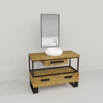 Deryawood Naturel Aves Ahşap Çekmeceli Banyo Dolabı