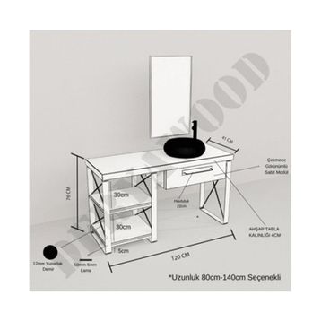 Deryawood Naturel Larix Banyo Dolabı