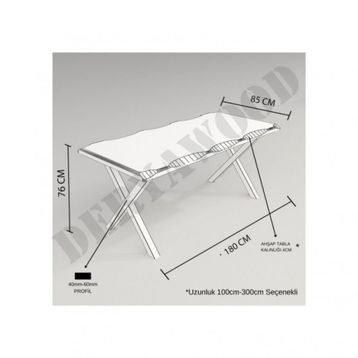 Deryawood Picea 85x200x76 cm Masif Ahşap Sulamalı Mutfak Masası