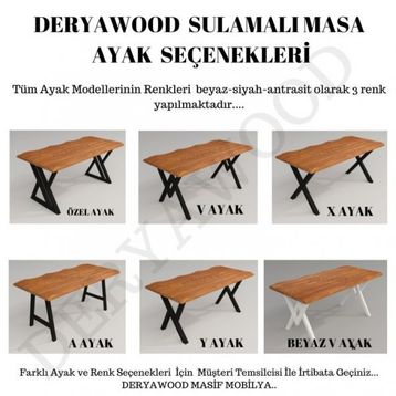 Deryawood Pinus 70x120x76 cm Masif Ahşap Sulamalı Mutfak Masası