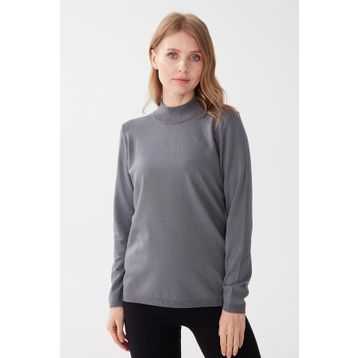 Desen Triko 0240016 Gri Kadın Bluz