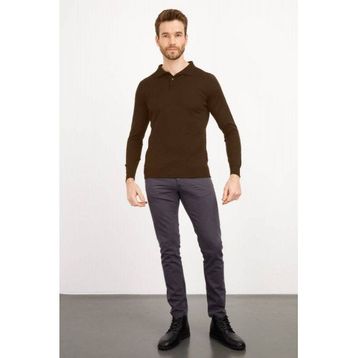 Desen Triko 21601 Koyu Kahve Basic Polo Yaka İnce Triko Erkek Kazak