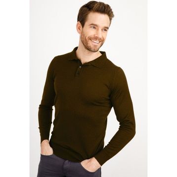 Desen Triko 21601 Koyu Kahve Basic Polo Yaka İnce Triko Erkek Kazak
