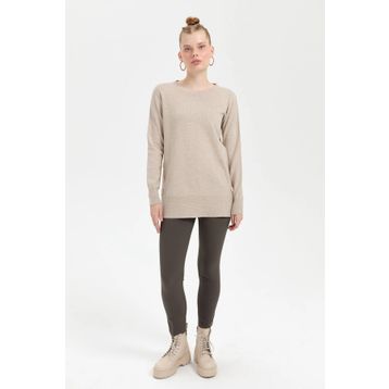 Desen Triko 23390 Bej Kadın Bluz