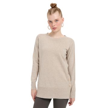 Desen Triko 23390 Bej Kadın Bluz