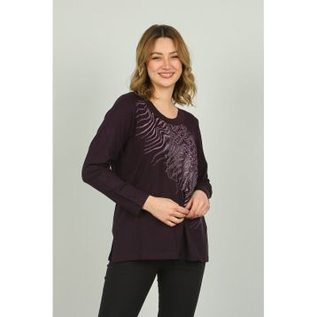 Desen Triko 4541 Mor Kadın Bluz