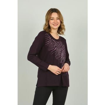 Desen Triko 4541 Mor Kadın Bluz