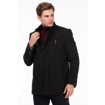 Dewberry 1030001K7126 Erkek Noktalı Antrasit Kaban