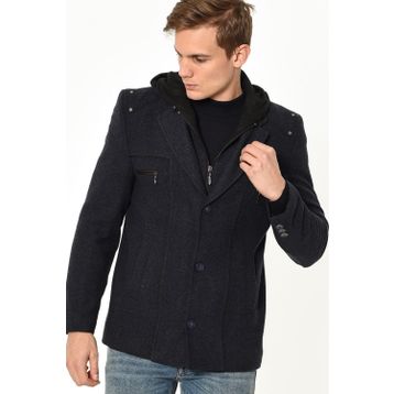 Dewberry 1030001K7532 Erkek Desenli İndigo Kaban