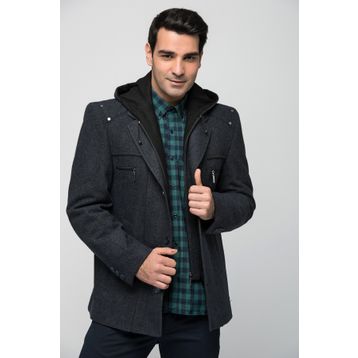Dewberry 1030001K7532 Erkek Desenli İndigo Kaban