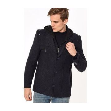 Dewberry 1030001K7532 Erkek Desenli İndigo Kaban