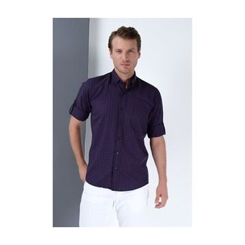 Dewberry 10500010G667 Lacivert Bordo Erkek Gömlek