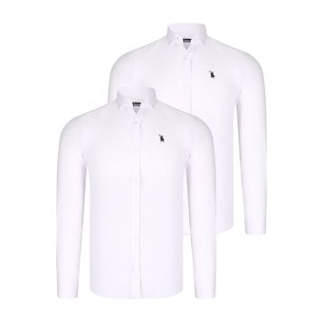 Dewberry G725 Beyaz-Beyaz İkili Set Erkek Gömlek