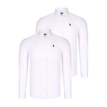 Dewberry G725 Beyaz-Beyaz İkili Set Erkek Gömlek