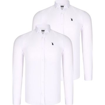 Dewberry G725 Beyaz-Beyaz İkili Set Erkek Gömlek