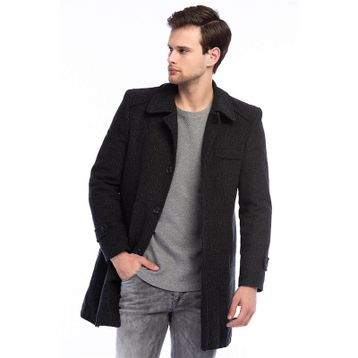 Dewberry Plt7226 Antrasit Desenli Erkek Palto