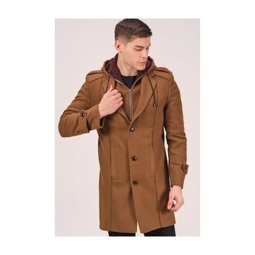 Dewberry PLT8334 Koyu Camel Erkek Palto