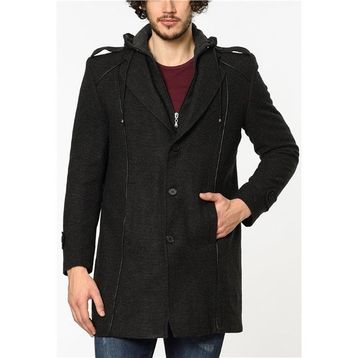 Dewberry Plt8334 Siyah Desenli Erkek Palto