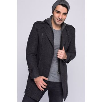 Dewberry Plt8334 Siyah Desenli Erkek Palto