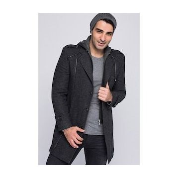Dewberry Plt8334 Siyah Desenli Erkek Palto