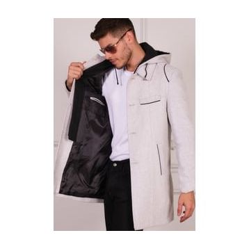 Dewberry PLT8335 Diagonal Açık Gri Erkek Palto