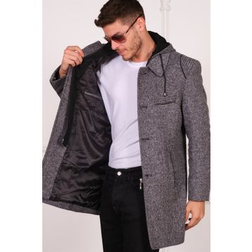 Dewberry PLT8335 Diagonal Gri Erkek Palto