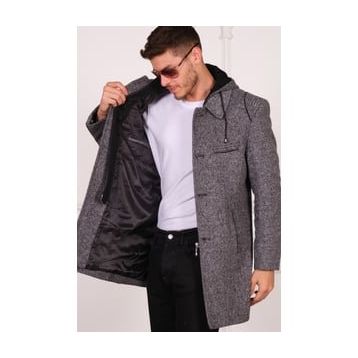 Dewberry PLT8335 Diagonal Gri Erkek Palto