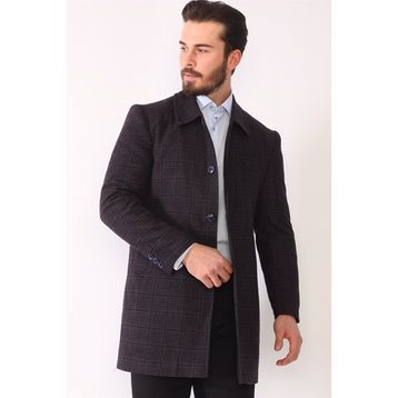 Dewberry PLT8364 Bordo Ekose Erkek Palto