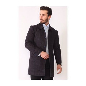 Dewberry PLT8364 Bordo Ekose Erkek Palto
