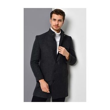 Dewberry Plt8367 Antrasit Desenli Erkek Palto