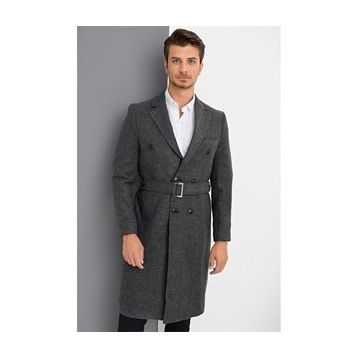 Dewberry Plt8382 Antrasit Desenli Erkek Palto