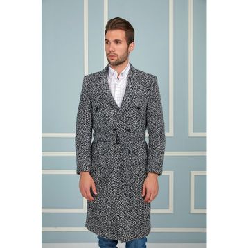 Dewberry PLT8382 Lacivert Desenli Erkek Palto