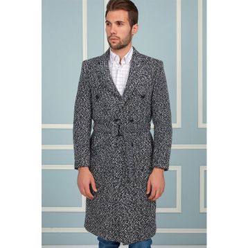 Dewberry PLT8382 Lacivert Desenli Erkek Palto