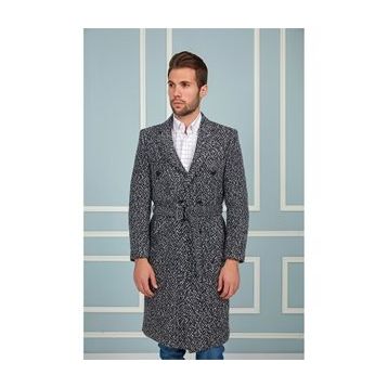 Dewberry PLT8382 Lacivert Desenli Erkek Palto