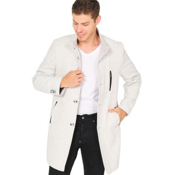Dewberry PLT8386 Diagonal Gri Krem Erkek Palto