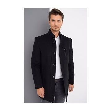 Dewberry Plt8386 Siyah Erkek Palto