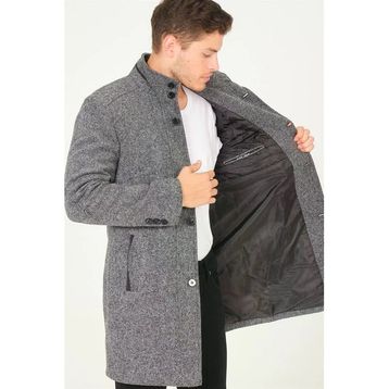 Dewberry PLT8386 Siyah Gri Erkek Palto