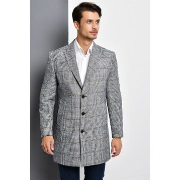 Dewberry Plt8390 Gri Ekose Erkek Palto