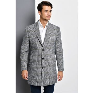 Dewberry Plt8390 Gri Ekose Erkek Palto