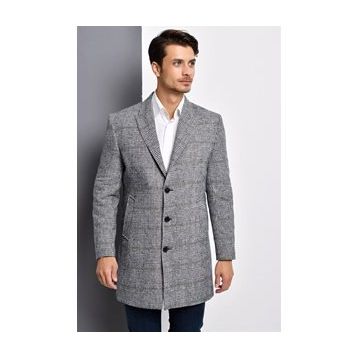 Dewberry Plt8390 Gri Ekose Erkek Palto