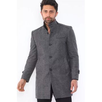 Dewberry Plt8391 Gri Desenli Erkek Palto
