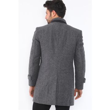 Dewberry Plt8391 Gri Desenli Erkek Palto
