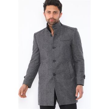 Dewberry Plt8391 Gri Desenli Erkek Palto