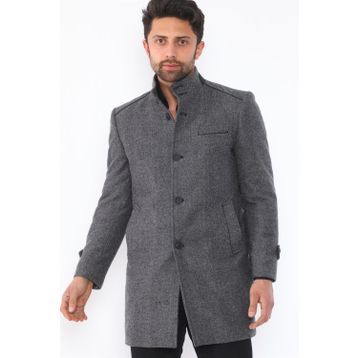 Dewberry Plt8391 Gri Desenli Erkek Palto
