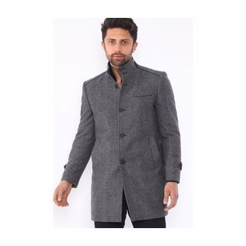 Dewberry Plt8391 Gri Desenli Erkek Palto