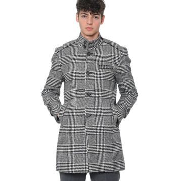 Dewberry PLT8391 Siyah Desenli Erkek Palto