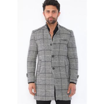 Dewberry PLT8391 Siyah Desenli Erkek Palto