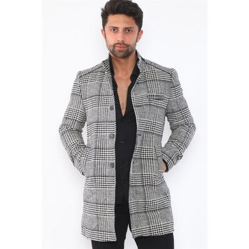 Dewberry PLT8391 Siyah Desenli Erkek Palto